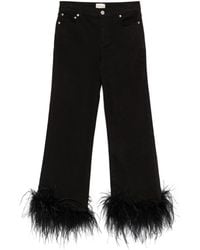 Alice + Olivia - Roxie Feather-Trimmed Straight-Leg Jeans - Lyst