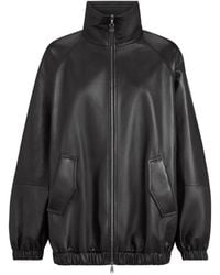 Brunello Cucinelli - Nappa Leather Bomber Jacket With Monili - Lyst