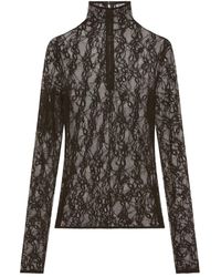 Courreges - Lace-Panel High-Neck Top - Lyst