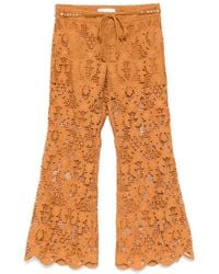 【Zimmermann】Coco scalloped lace flared pants Coco scalloped lace flared pants in brown - Zimmermann