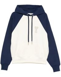 Ami Paris - Boy Fit Blanc Creme Encre Wool Hoodie - Lyst