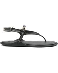 Miu Miu - Leather Flat Sandals - Lyst