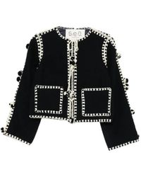 Sea - Addison Crochet-Pompom Jacket - Lyst