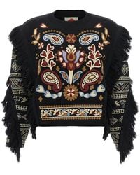 FARM Rio - Cornely Embroidered Fringed Sweater - Lyst