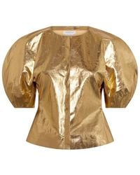 Gabriela Hearst - Waverly Top In Metallic Gold Linen Twill - Lyst