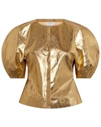 Gabriela Hearst - Waverly Top In Metallic Gold Linen Twill - Lyst