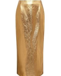Gabriela Hearst - Manuela Midi Skirt In Metallic Gold Linen Twill - Lyst