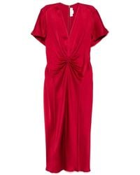 Victoria Beckham - V-Neck Fitted Waistline Dress With Concealed Zip - Lyst
