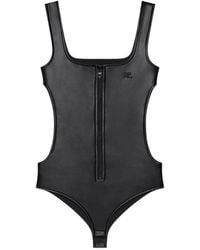 Courreges - Leather-Effect Cut-Out Bodysuit - Lyst