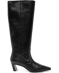 Stuart Weitzman - Knee-High Ankle Boots With Pointed Toe - Lyst