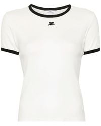 Courreges - | T-shirt in cotone con logo stampato | female | BIANCO | S - Lyst
