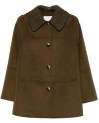 Proenza Schouler - Lisa Knitted-Collar Buttoned Coat - Lyst