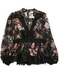 Zimmermann - Blouse Carousel À Fleurs Et Bord En Dentelle - Lyst