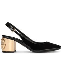 Dolce & Gabbana Alexa R 60 round Toe Patent Slingback - Black