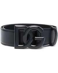 Womens Belts Dolce & Gabbana Belts White Dolce & Gabbana 2.5cm Dg Iconic Baroque Leather Belt in Black 