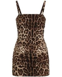 Dolce & Gabbana - Leo-Print Charmeuse Dress - Lyst