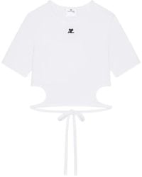 Courreges - Cropped T-Shirt With Cut-Out - Lyst