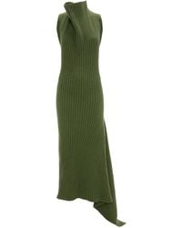 Victoria Beckham - Draped Ribbed Midi Dress - Lyst