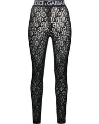 Dolce & Gabbana Logo-print Sheer leggings - Black