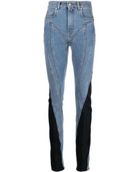 Mugler - Jeans Skinny In Denim E Jersey - Lyst