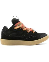 Lanvin - Men Leather Curb Sneakers - Lyst