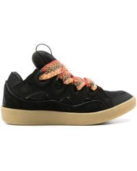 Lanvin - Men Leather Curb Sneakers - Lyst