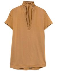 Lemaire - Tie-Neck Short-Sleeve T-Shirt - Lyst