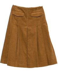 Tory Burch - Pleated Corduroy Midi Skirt - Lyst
