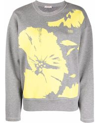 Nina Ricci Floral Print Round Neck Sweatshirt oversize Fitting - Yellow