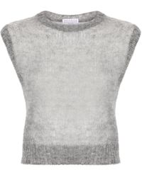 Brunello Cucinelli - Mohair Wool Short Sleeves Sweater - Lyst