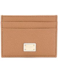Dolce & Gabbana - Grained Leather Logo Plaque Cardholder. - Lyst