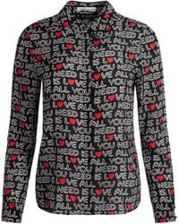 Alice + Olivia - X The Beatles Willa Printed Silk Shirt - Lyst