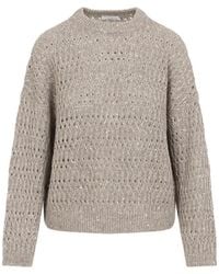 Brunello Cucinelli - Linen Crewneck Sweater - Lyst