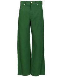 Max Mara - Cotton And Linen Drill Trousers - Lyst