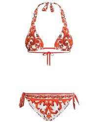 Dolce & Gabbana - Set Bikini Con Stampa Maiolica - Lyst
