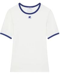 Courreges - T-Shirt With Contrasting Trim - Lyst