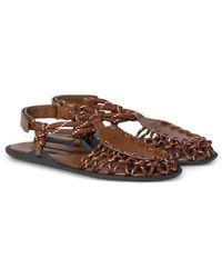 Miu Miu - Rope-Detail Logo-Plaque Sandals - Lyst