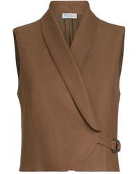Brunello Cucinelli - Diagonal-Buckle Linen Gilet - Lyst