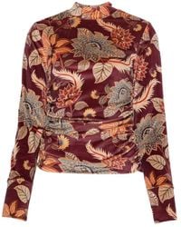 FARM Rio - Floral-Print Ruched Top - Lyst