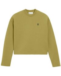 Ami Paris - Cotton Ami De Coeur Cropped Sweatshirt - Lyst