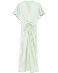 Victoria Beckham - Gathered V-Neck Midi Dress - Lyst