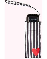 Lulu Guinness Black And White Stripes And Heart Umbrella