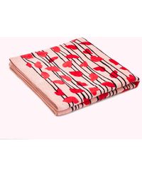 Lulu Guinness Lips & Heart Stripe Beach Towel - Red
