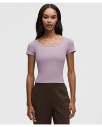 lululemon - – Hold Tight Micro-Rib Cross-Back T-Shirt – /Pastel – Size 4 - Lyst