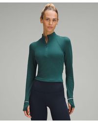 lululemon - It's Rulu Ribbed Cropped Half Zip Sweatshirt - Color Green - Size 0 - Lyst