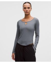 lululemon - – Hold Tight Keyhole Neck Long-Sleeve Shirt Logo Bead – – Size 14 - Lyst