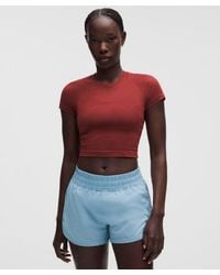 lululemon - – Swiftly Tech Cropped Short-Sleeve Shirt 2.4 – /Burgundy – Size 4 - Lyst