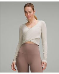 lululemon - Wrap-front Ribbed Long-sleeve Top - Lyst