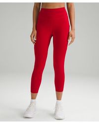 lululemon - Fast And Free High-rise Crop Pants Pockets - 23" - Color Dark Red/neon/red - Size 0 - Lyst