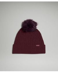 lululemon - – Cable Knit Pom Beanie Hat – Color Burgundy - Lyst